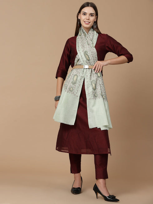 Women's Aari Embroidery Wool Shawl